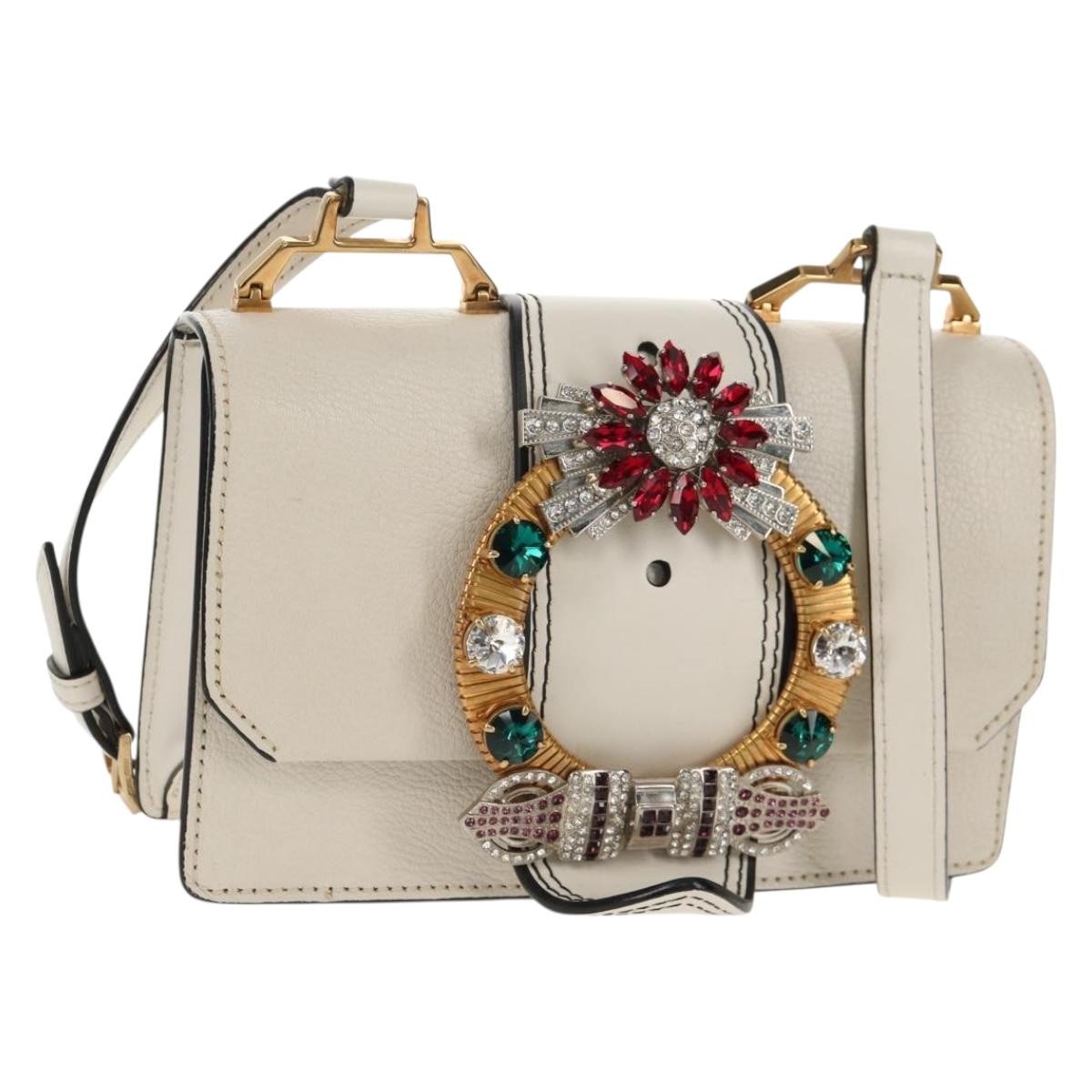 Miu Miu Madras Crystal Buckle Shoulder Bag Leather Small - image 1