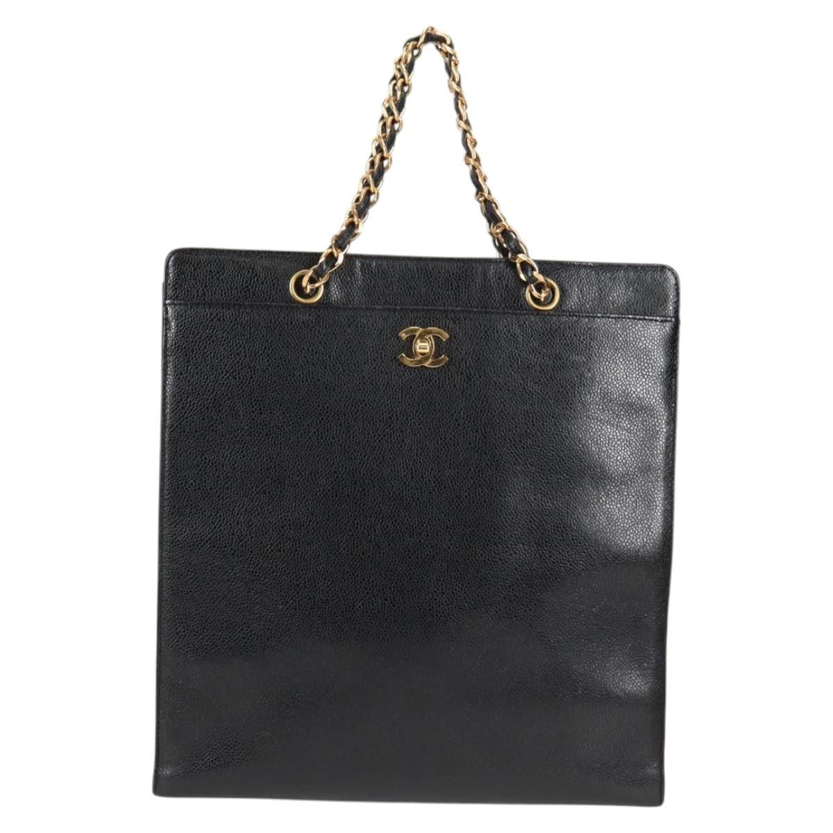 Chanel Vintage CC Lock Pocket Chain Tote Caviar Medium - image 1