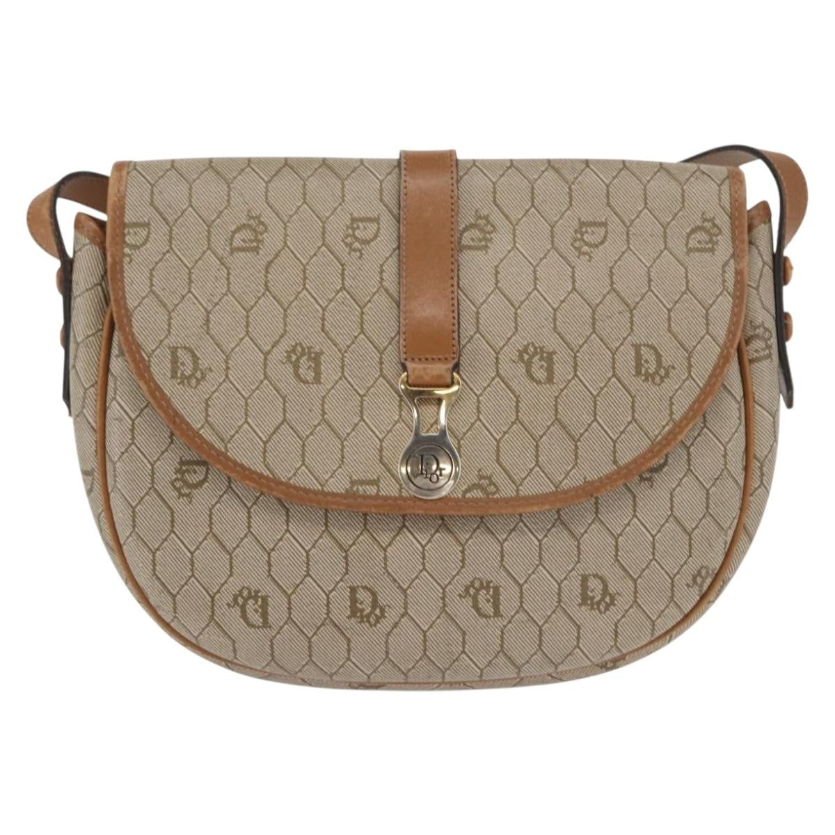 Christian Dior Vintage Honeycomb Shoulder Bag Canvas and Leather - image 1