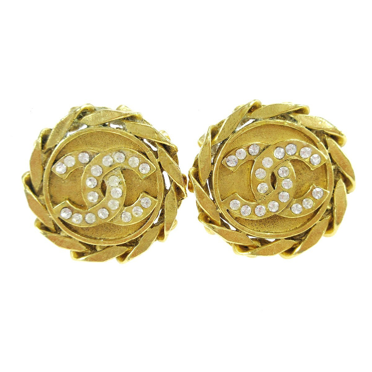 Chanel CC Button Clip-On Earrings Metal with Faux Pearl - image 1