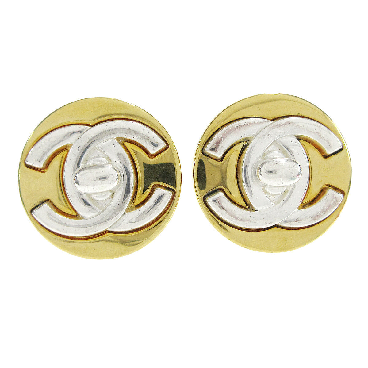 Chanel Round CC Turnlock Clip-On Earrings Metal - image 1