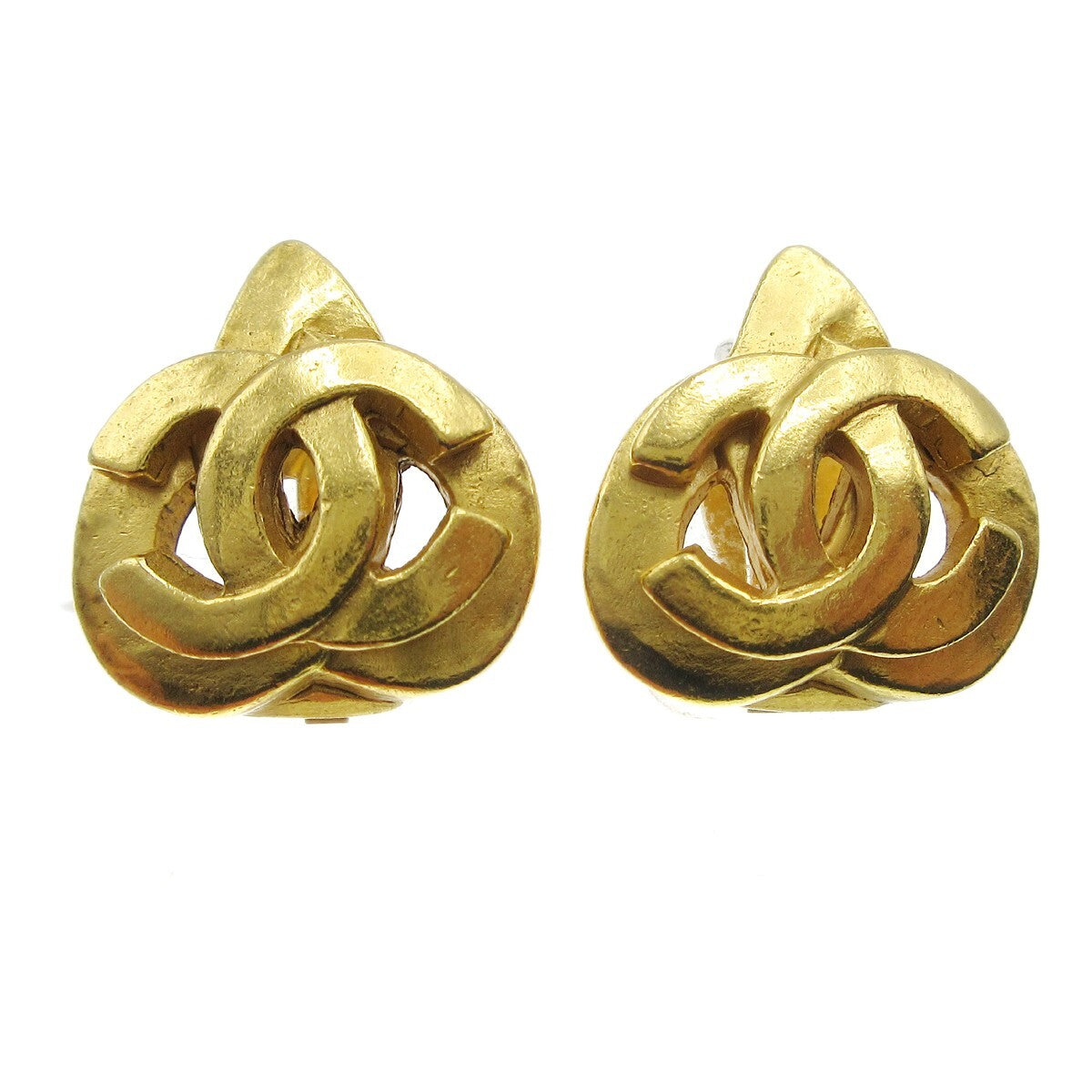 Chanel Vintage CC Heart Clip-On Earrings Metal Small - image 1