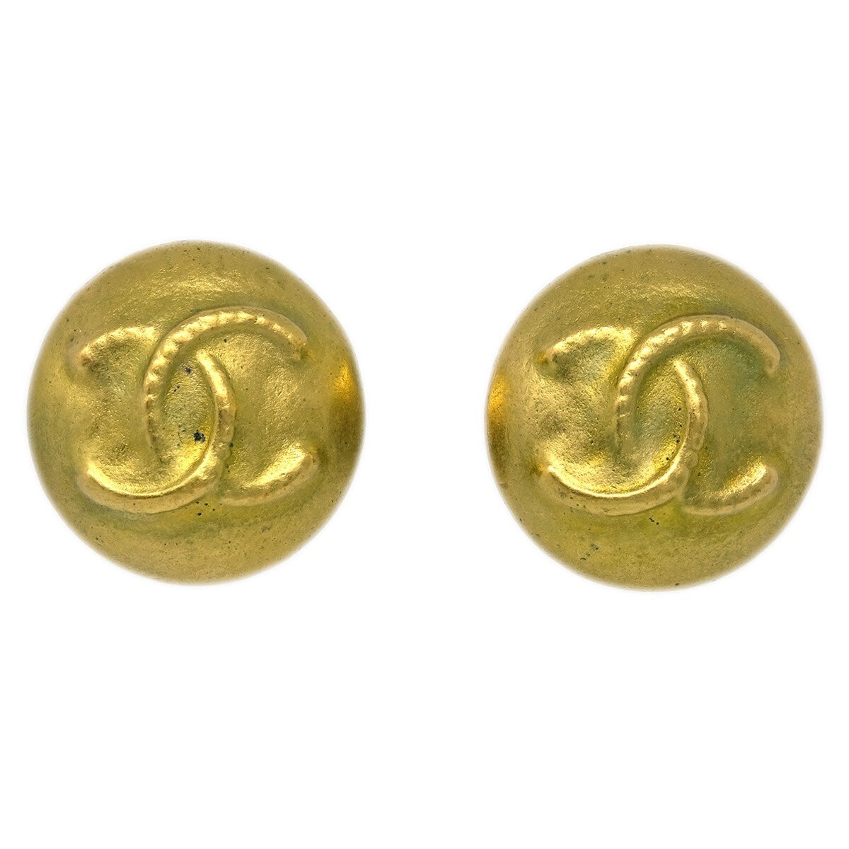 Chanel Vintage CC Round Clip-On Earrings Metal Small - image 1