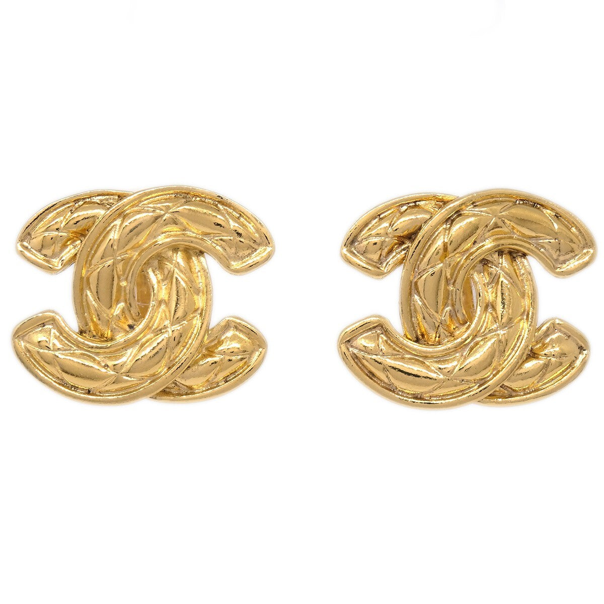 Chanel CC Clip-On Earrings Quilted Metal - image 1