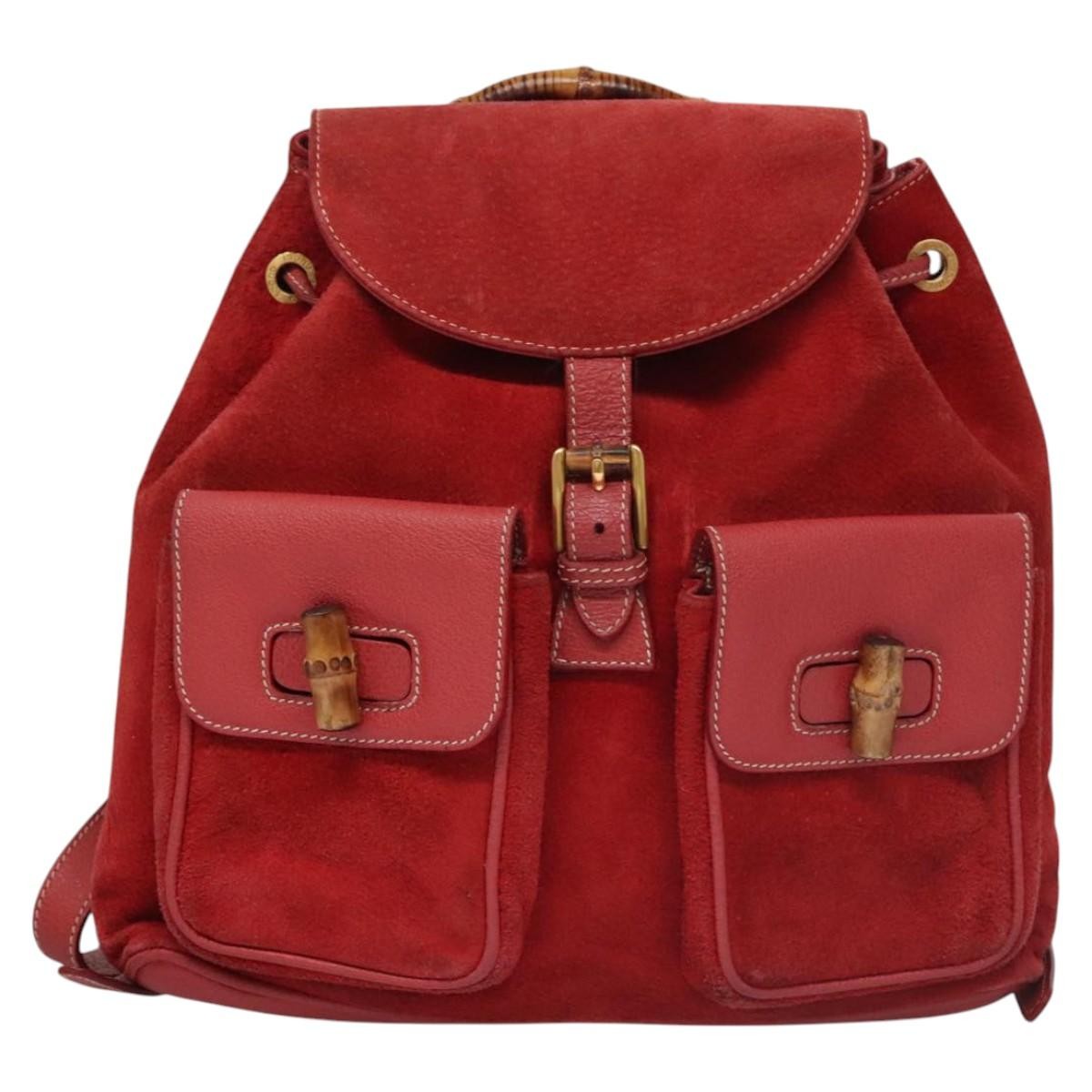 Gucci Vintage Bamboo Backpack Suede and Leather - image 1
