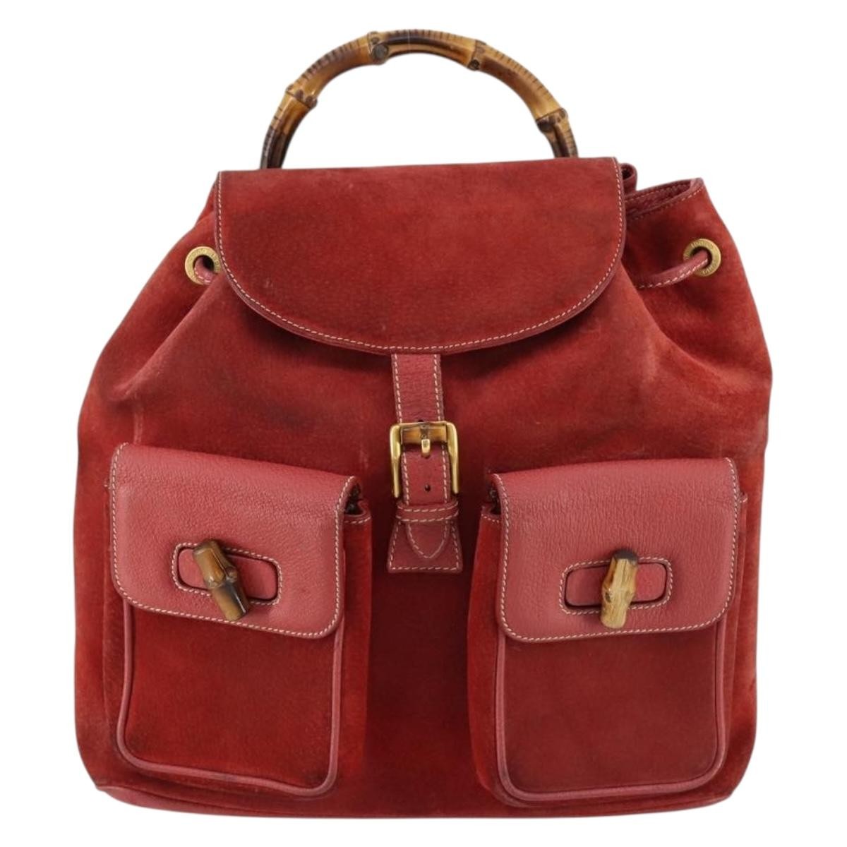 Gucci Vintage Bamboo Backpack Suede Medium - image 1