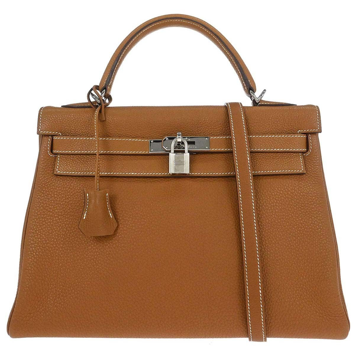Hermes Kelly Handbag Brown Togo with Palladium Hardware 32 - image 1