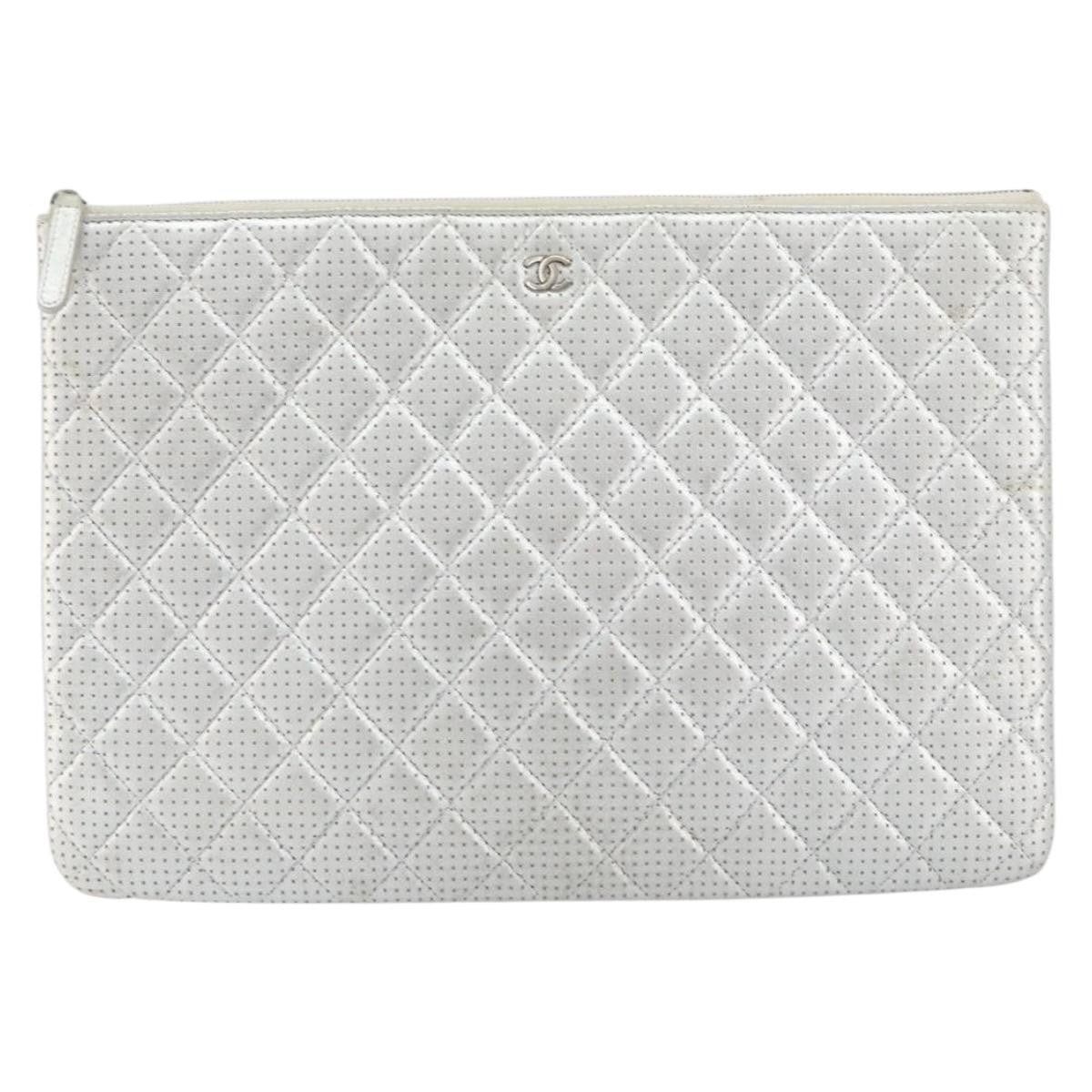 Chanel O Case Clutch Quilted Perforated Lambskin Medium - image 1