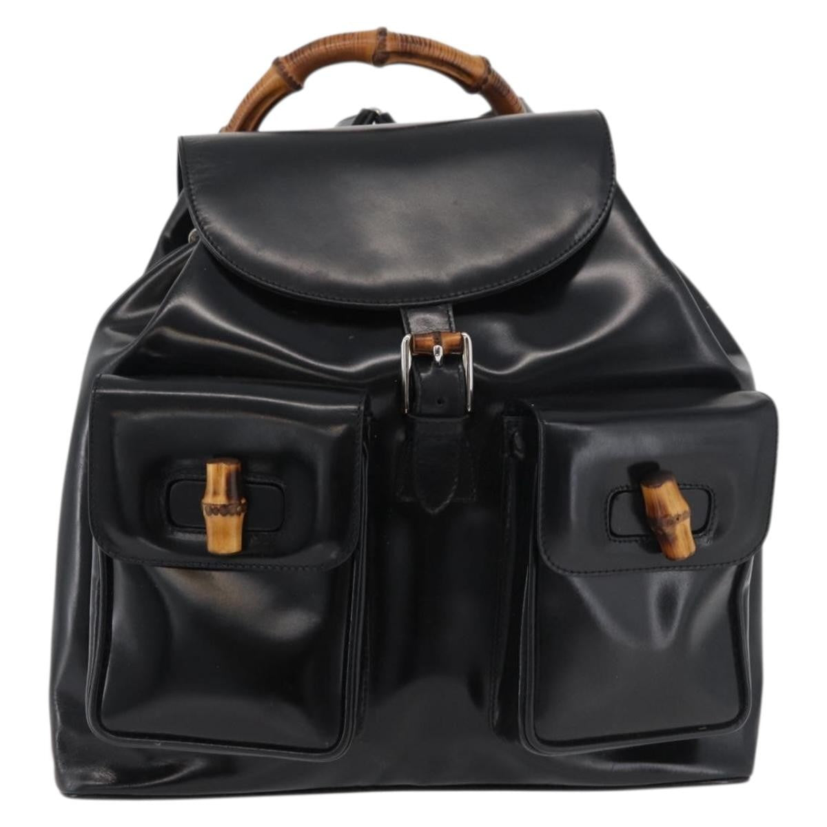 Gucci Vintage Bamboo Backpack Patent leather - image 1