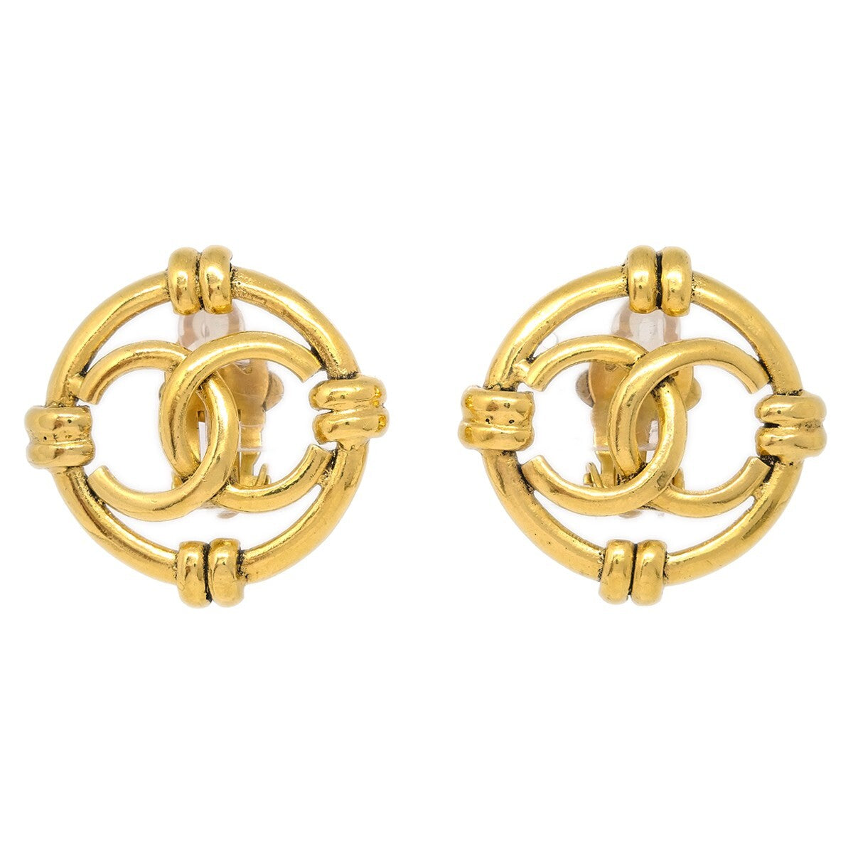 Chanel Vintage Cut-out CC Clip-On Earrings Metal - image 1