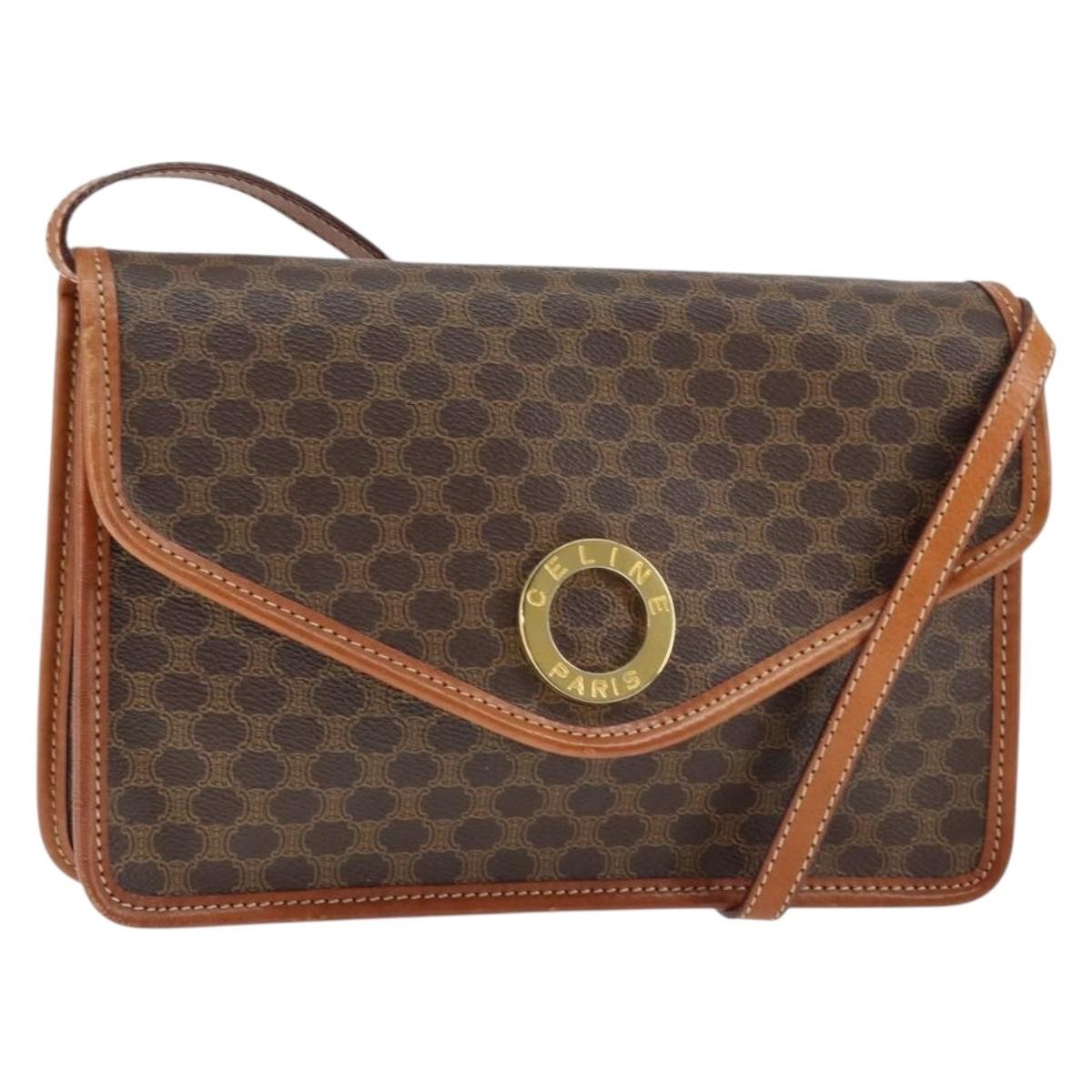 Celine Vintage Macadam Circle Logo Shoulder Bag Canvas and Leather - image 1