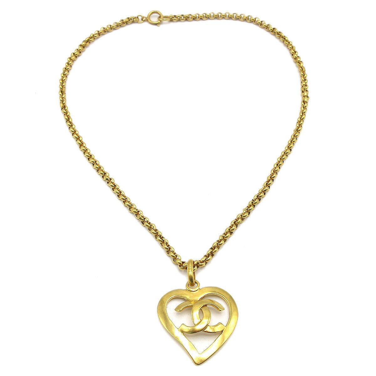 Chanel CC Heart Pendant Necklace Metal - image 1