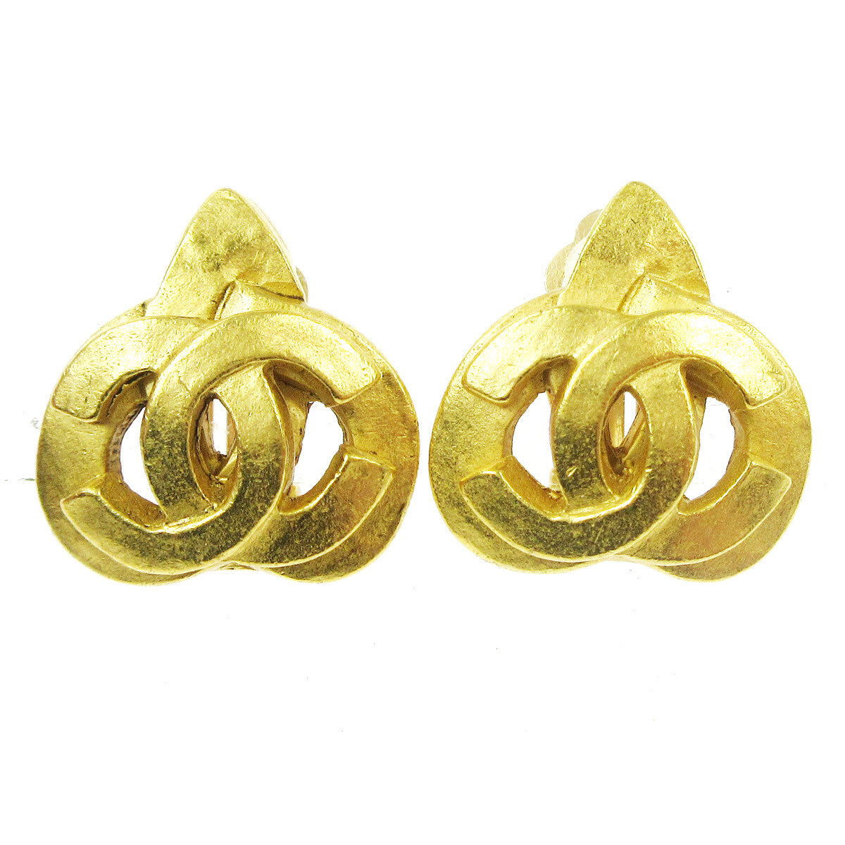 Chanel Vintage CC Heart Clip-On Earrings Metal Small - image 1