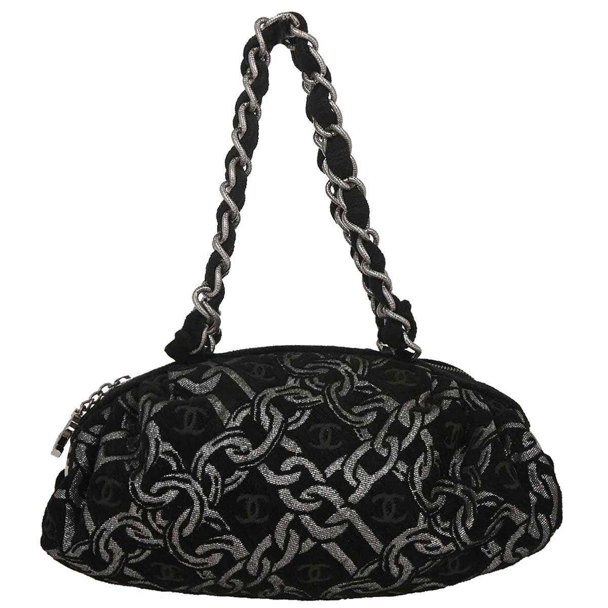 Chanel Vintage Zip Bowler Bag Printed Jacquard Large - image 1