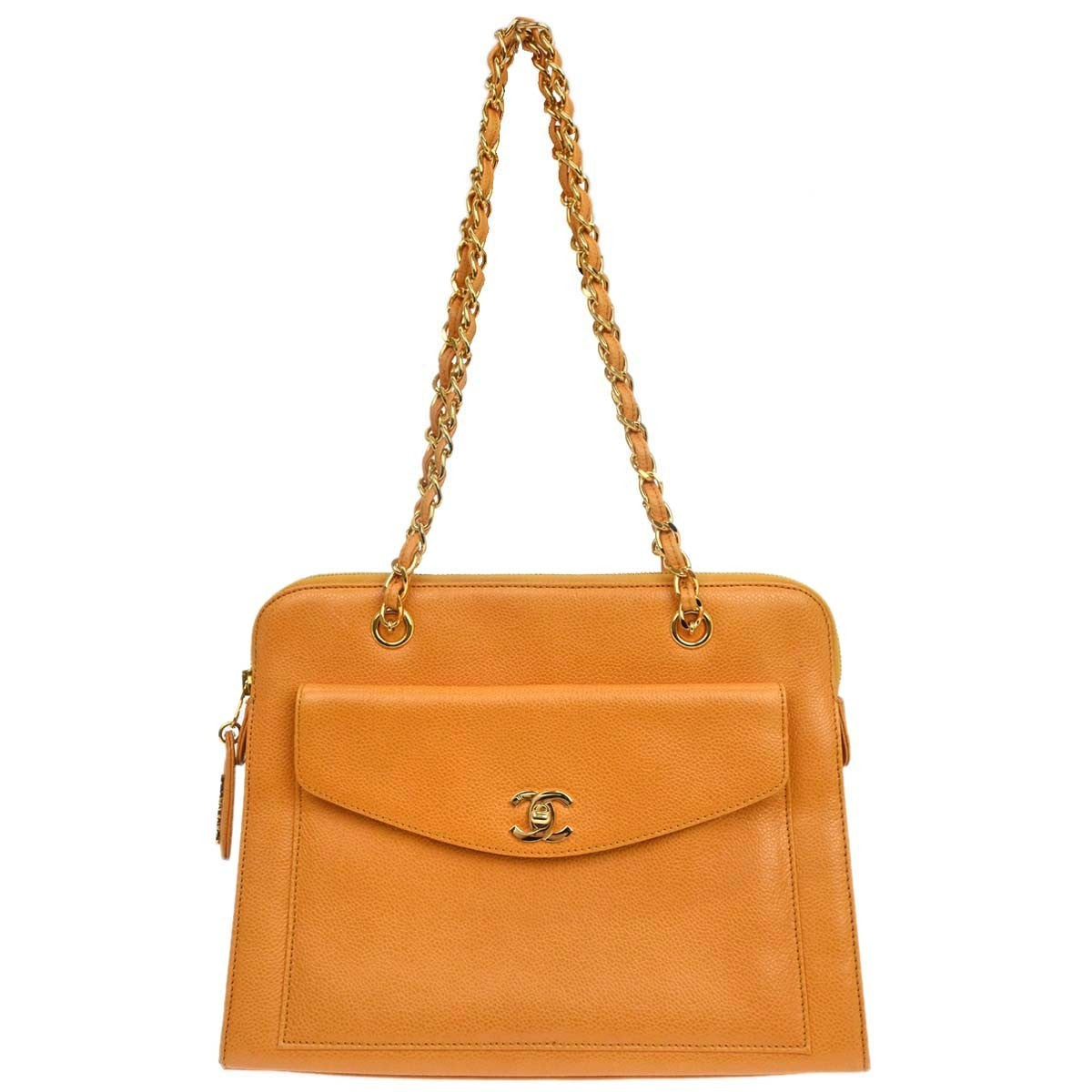 Chanel Vintage Front Pocket Shoulder Bag Leather Medium - image 1
