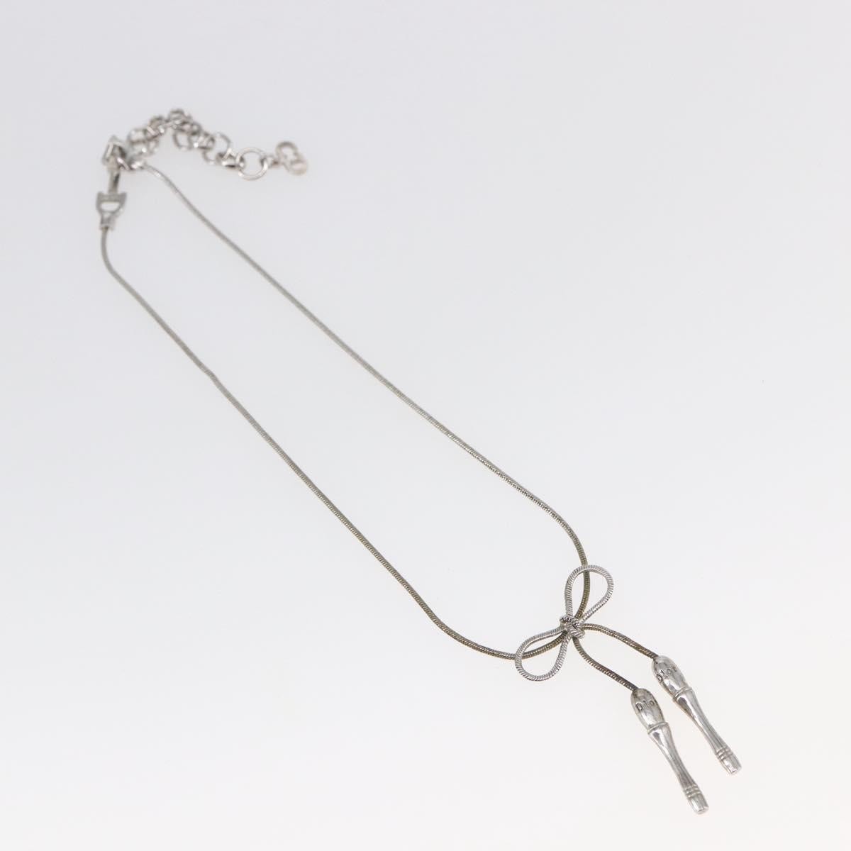 Christian Dior Bow CD Pendant Necklace Metal with Crystal - image 1