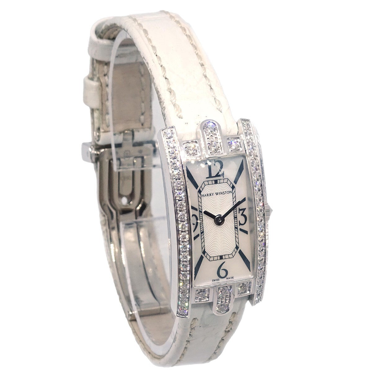 Harry Winston Avenue C Quartz Watch White Gold and Alligator with Diamond Bezel and Mother of Pearl 19 - image 1