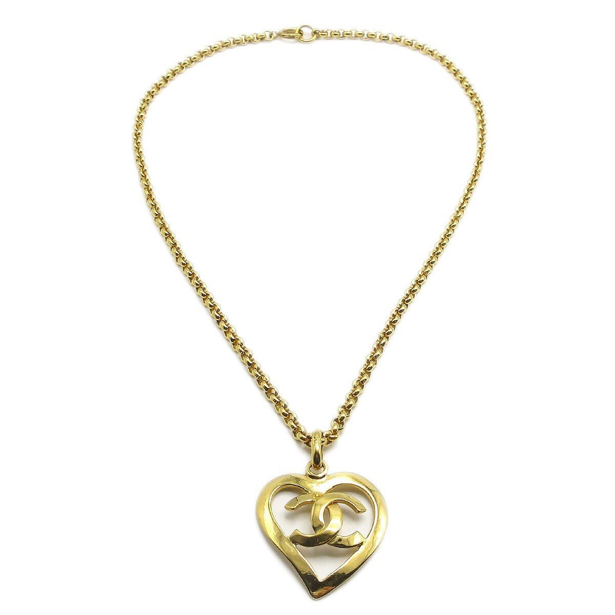 Chanel CC Heart Pendant Necklace Metal - image 1