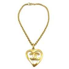 Chanel CC Heart Pendant Necklace Metal - image 1