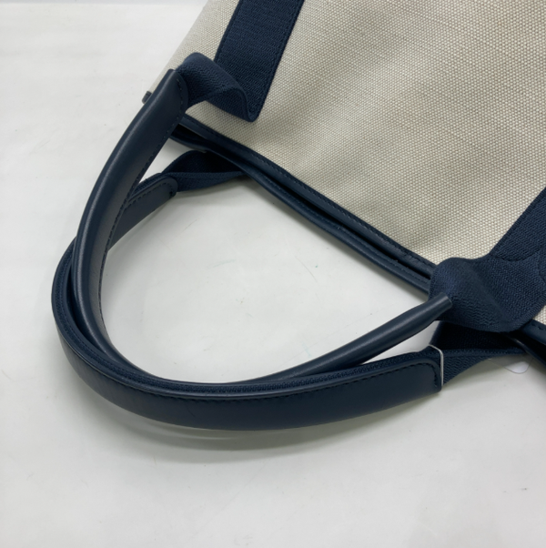 Balenciaga Navy Cabas Canvas with Leather Small