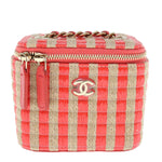 Chanel Classic Vanity Case with Chain Striped Raffia and Jute Mini - image 1