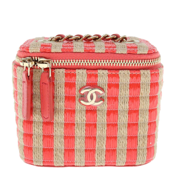 Chanel Classic Vanity Case with Chain Striped Raffia and Jute Mini - image 1