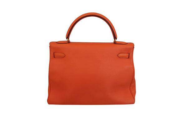 Hermes Kelly Handbag Orange Gulliver with Gold Hardware 32