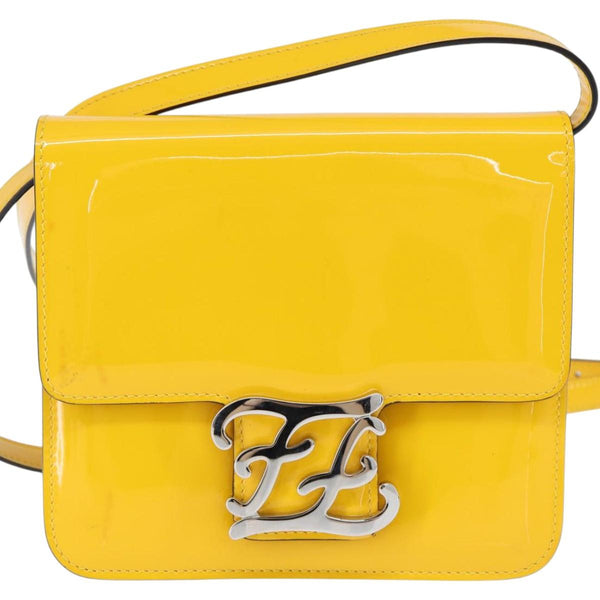 Fendi Curligraphy Shoulder Enamel Yellow Silver small