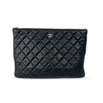 Chanel Classic O Case Pouch Quilted Metallic Lambskin Small - image 1
