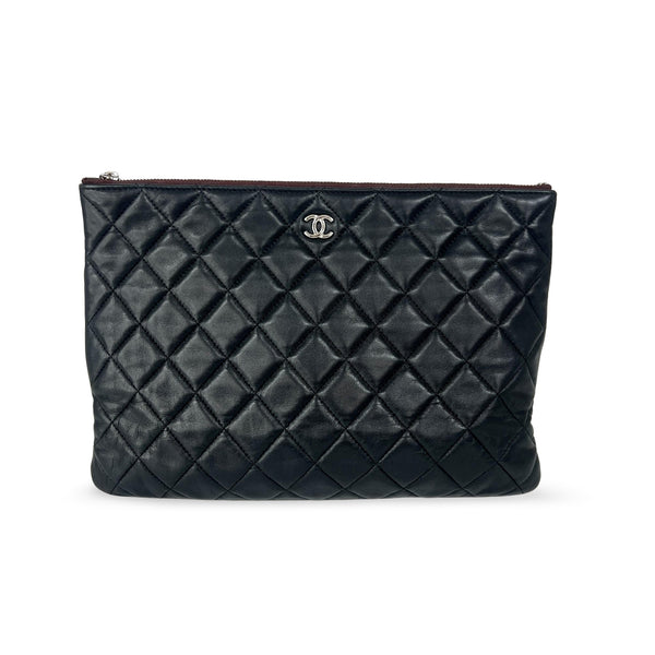 Chanel Classic O Case Pouch Quilted Metallic Lambskin Small - image 1