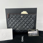 Chanel Classic O Case Pouch Quilted Metallic Lambskin Small - image 2
