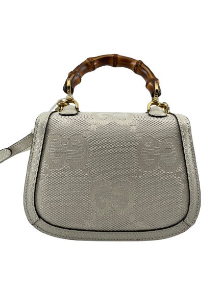 Gucci Vintage Convertible Bamboo Top Handle Bag Leather Small