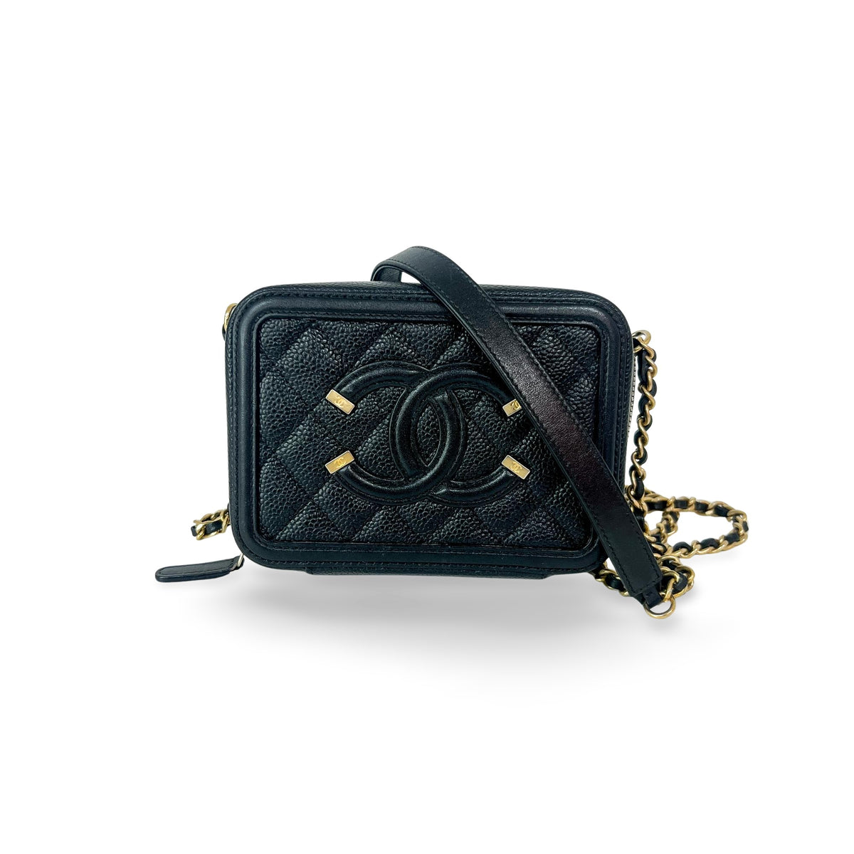 Chanel Filigree Vanity Case Quilted Caviar Small - image 1