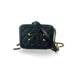 Chanel Filigree Vanity Case Quilted Caviar Small - image 1