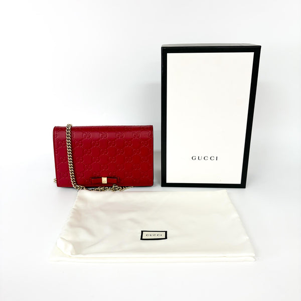 Gucci Chain Bag Wallet Red leather medium