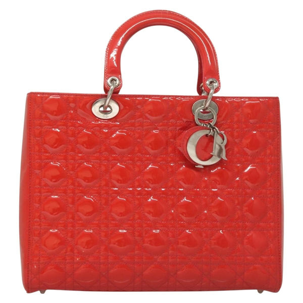 Christian Dior Vintage Lady Dior Patent Noir Cuir Vernis