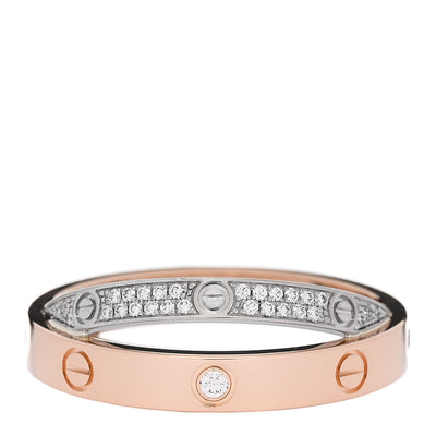 18K Pink White Gold Diamond LOVE Pave Ring 58 8.25