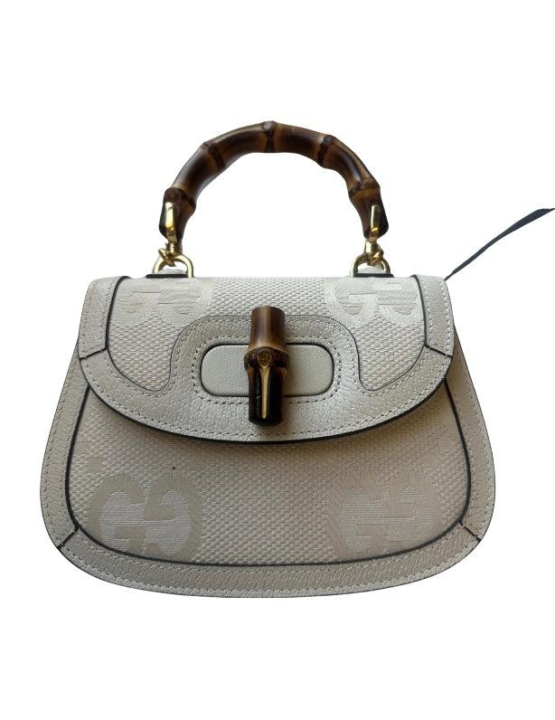 Gucci Vintage Convertible Bamboo Top Handle Bag Leather Small - image 1