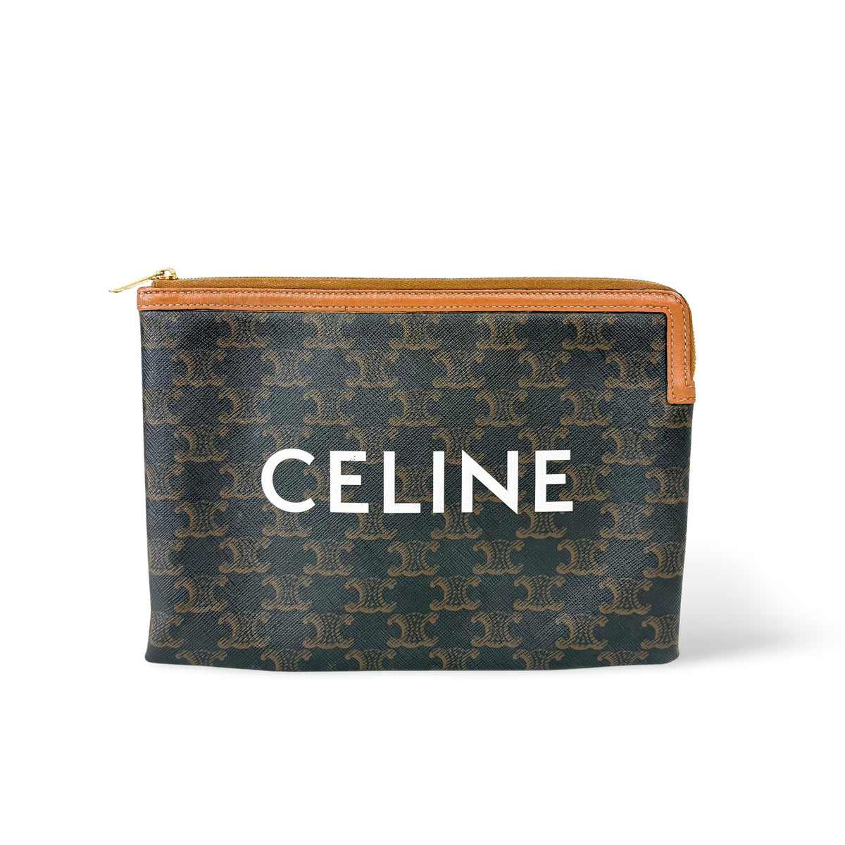Celine Triomphe Zip Pouch Woven Raffia Small - image 1