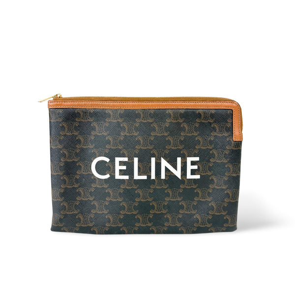 Celine Triomphe Zip Pouch Woven Raffia Small - image 1