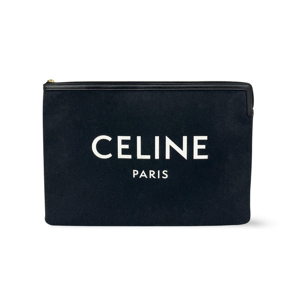 Celine Logo Zip Pouch Floral Jacquard with Leather Small - image 1