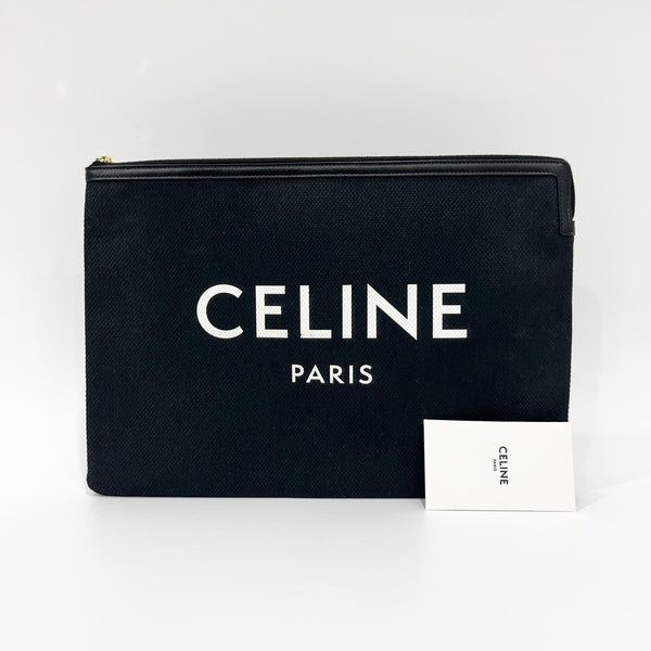 Celine Logo Zip Pouch Floral Jacquard with Leather Small