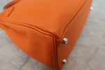 Hermes Kelly Handbag Orange Clemence with Palladium Hardware 28 - image 18