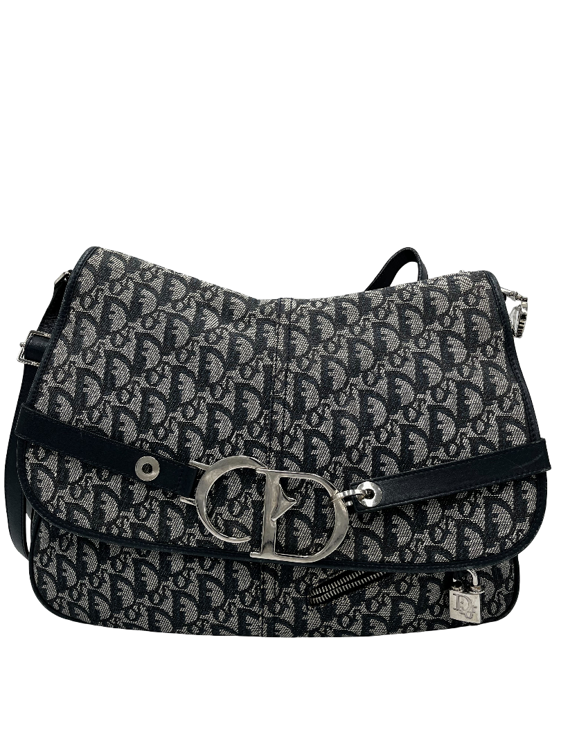 Christian Dior Vintage CD Flap Messenger Bag Diorissimo Canvas Large - image 1