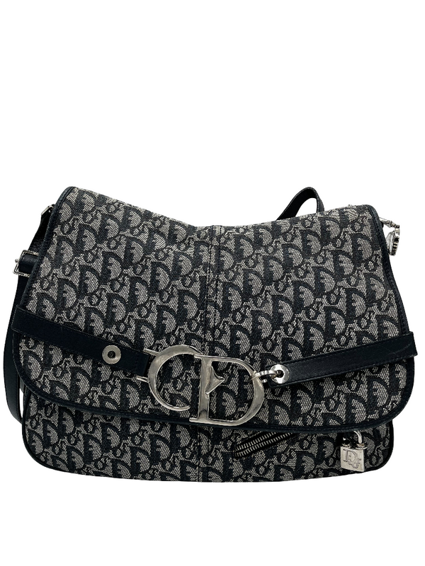 Christian Dior Vintage CD Flap Messenger Bag Diorissimo Canvas Large - image 1