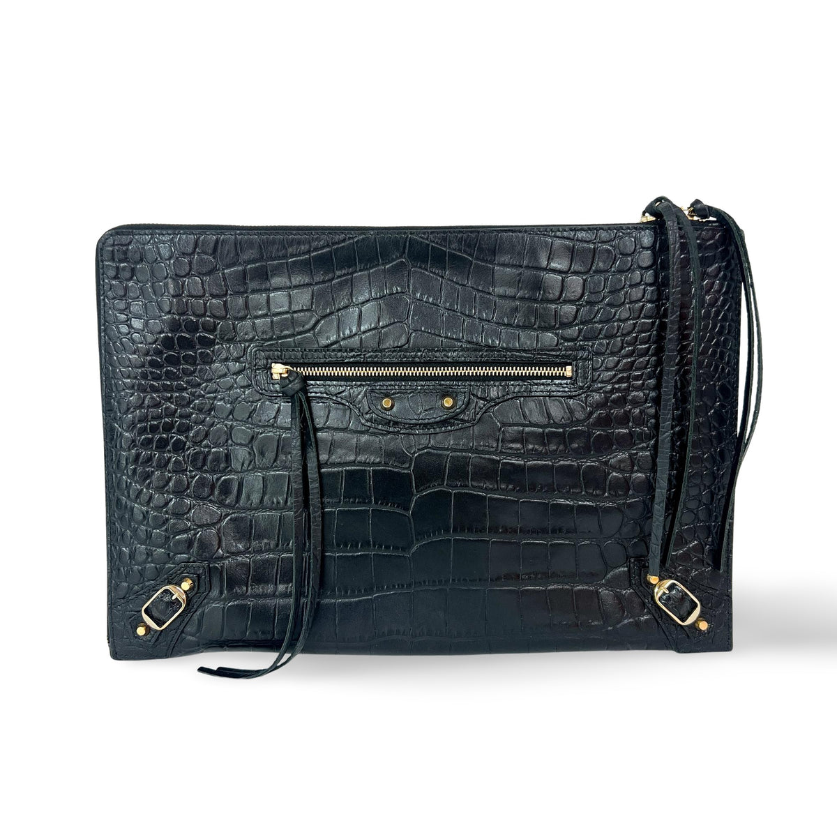 Balenciaga Classic City Clip Pouch Crocodile Embossed Leather Medium - image 1