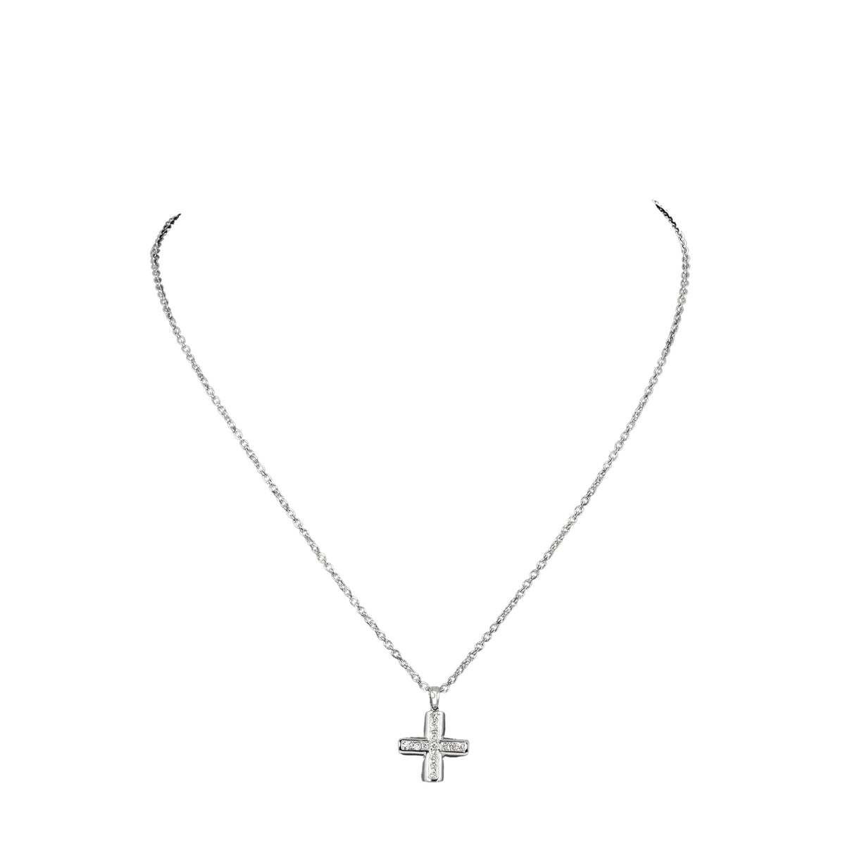 Bvlgari Croce Pendant Necklace 18K White Gold and Pave Diamonds - image 1