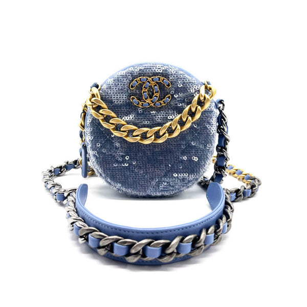 Chanel Round Clutch with Chain Sequins Mini - image 1