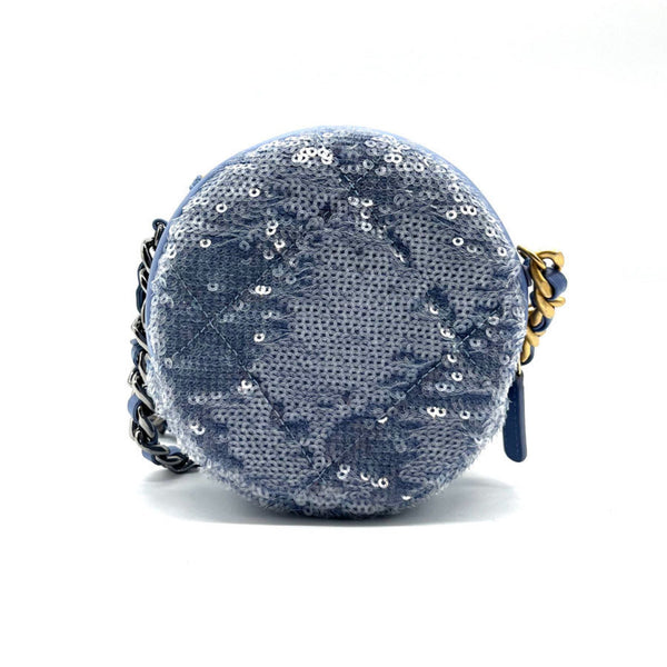 Chanel Round Clutch with Chain Sequins Mini
