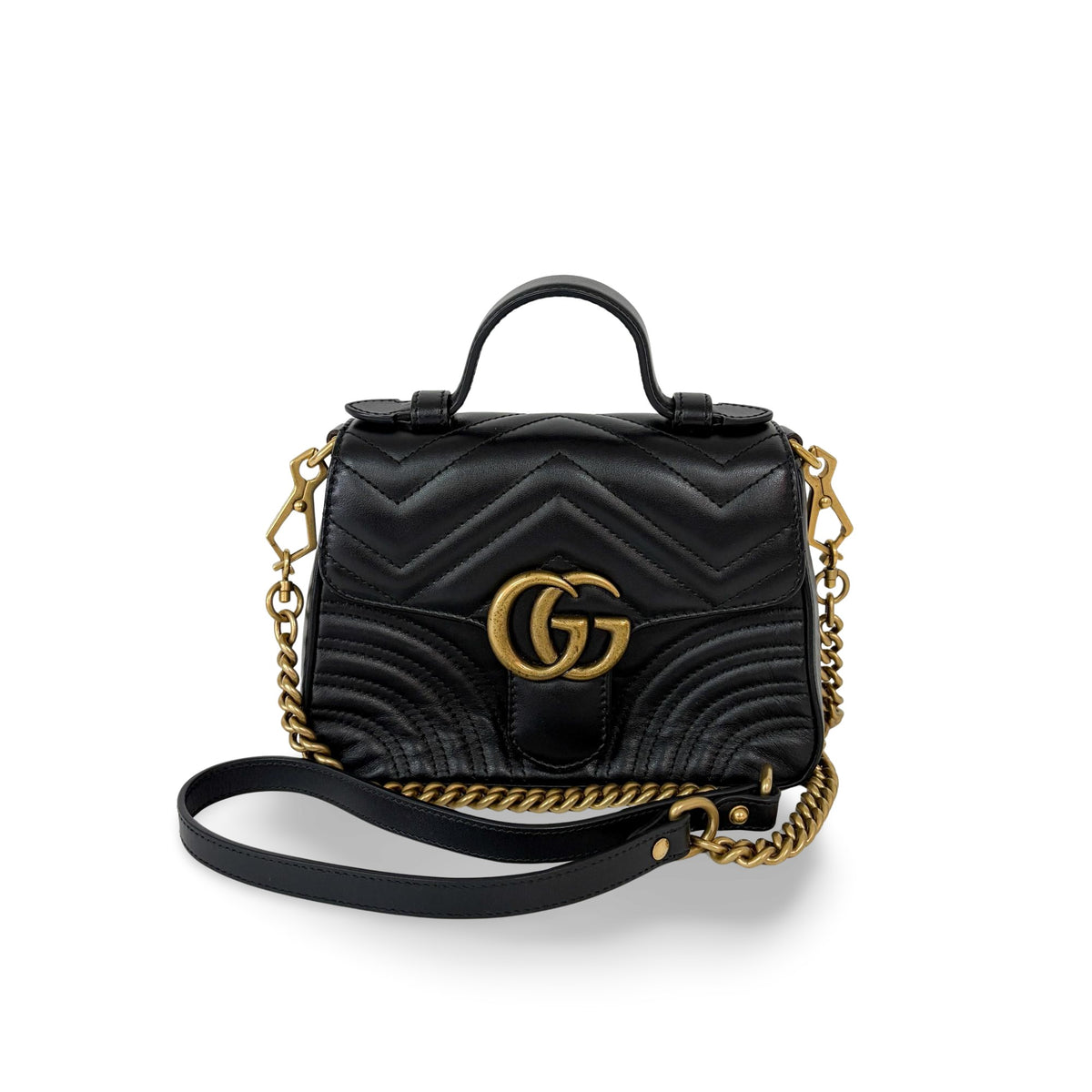 Gucci GG Marmont Top Handle Bag Leather Mini - image 1